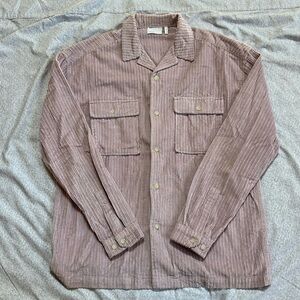 Pale Pink Corduroy Long-Sleeve Button-Up Shirt